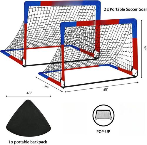 2-Pack Pop-Up Portable Soccer Goals - Quick Setup & Foldable Nets for Kids