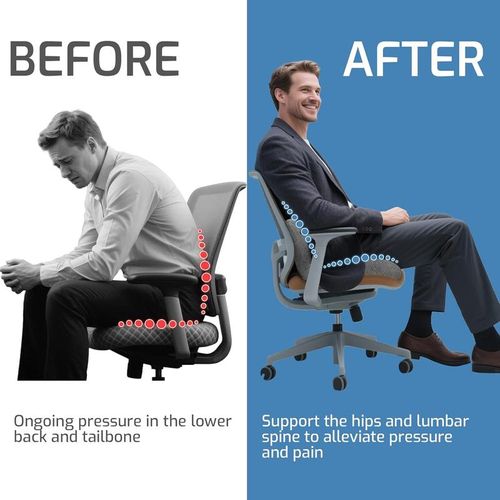 Orthopedic Memory Foam Lumbar & Coccyx Cushion - Posture Correcting Support