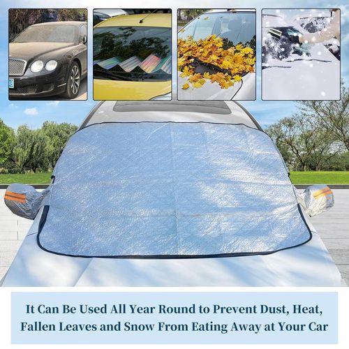 All-Season Magnetic Car Windshield Cover: 4-Layer UV-Heat Insulation, Dust-Proof & Reflective Strips, SUV Universal Fit for Extreme Climates