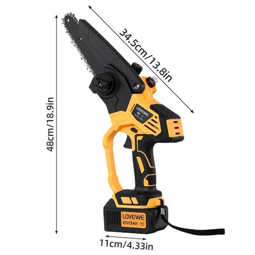 6-Inch Cordless Mini Chainsaw 650W Power, Auto-Oiling – LOVEWE 3000mAh Battery
