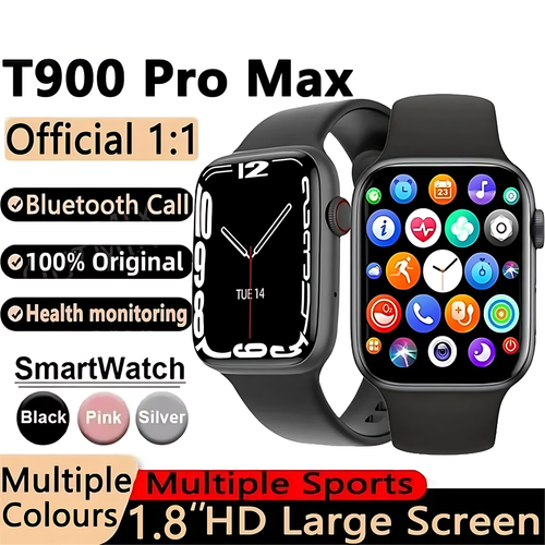 T900 Pro Max Smartwatch 1.8 HD Screen Bluetooth Call Health Monitoring Multi-Sport Modes
