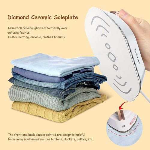 Mini Portable Electric Iron, Hang and Flat Ironing Two - in - One, Diamond Ceramic Soleplate, Quick Wrinkle Removal, Suitable for Multiple Fabrics
