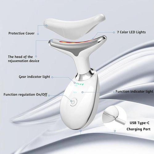 Handheld Neck Beauty Device - 3—7 Color Light Skin Rejuvenation Machine, Microcurrent Neck Massager