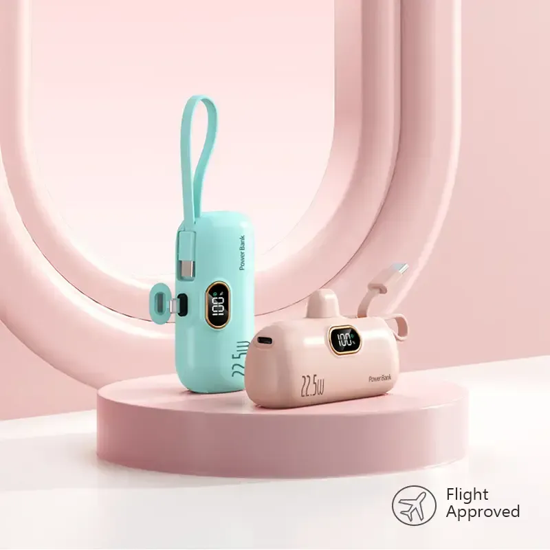 5000mAh Mini Portable Charger Power Bank for phone, 22.5W Fast Charger with 3-Output and Digital Display, Lightwight and Compact