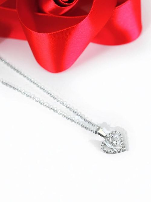 Shimmering Double Heart Necklace with 'Better Half' Message Card Gift Box