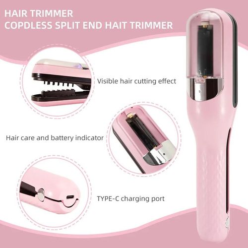 Pro-Series Cordless Split End Hair Trimmer: Automatic High-Speed Blade with Blue Light Therapy, Type-C Rechargeable, FCC & CE Certified Hair Care Tool