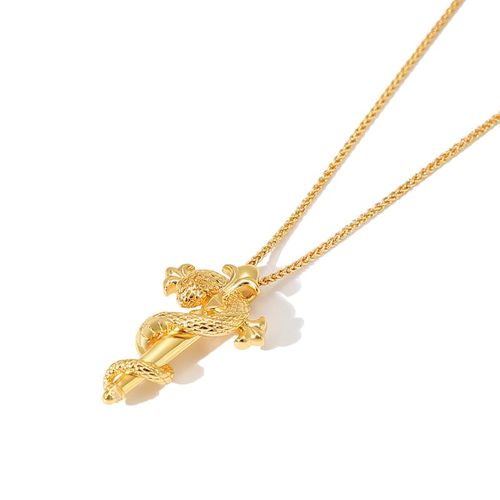 HELIROSE Sovereign Soul 14K Gold-Plated Snake Cross Necklace - Hypoallergenic & Adjustable Slide Chain