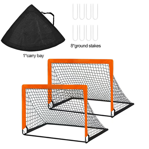 2-Pack Pop-Up Portable Soccer Goals - Quick Setup & Foldable Nets for Kids