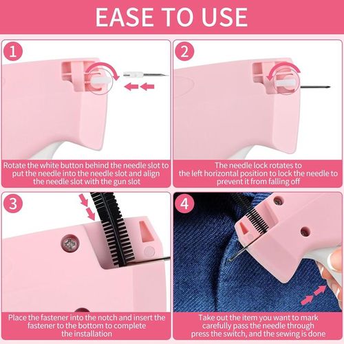 Fine Pinhole Clothing Tagging Gun Kit - 1000 Fasteners (Black-White) & Spare Needles - No Fabric Damage for Boutique & Crafts