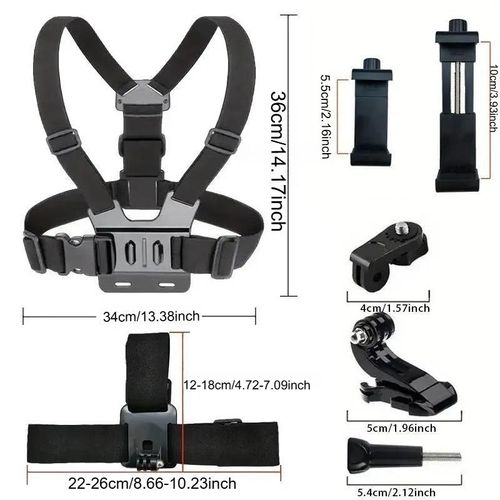 6-in-1 Phone Vlog Shooting Kit - 360° POV Chest & Head Strap Mount
