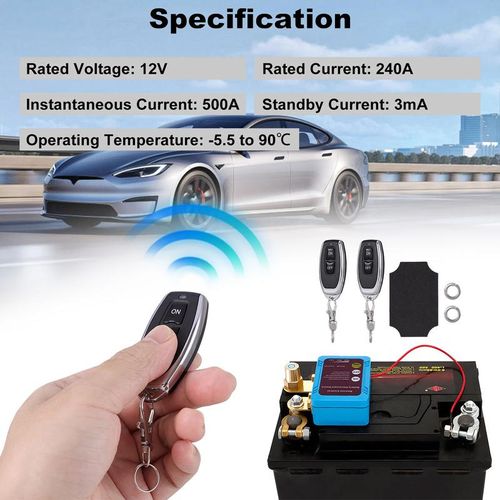 Remote Control Car Battery Kill Switch - 12V-24V Anti-Theft & Power Protector