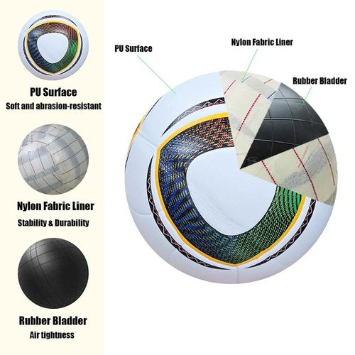Professional Size 5 Soccer Ball - Abrasion-Resistant PU Surface for Training & Matches | Multi-Layer Durable Construction | Official Match Specifications for All-Weather Outdoor-Indoor Play