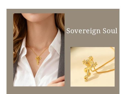 HELIROSE Sovereign Soul 14K Gold-Plated Snake Cross Necklace - Hypoallergenic & Adjustable Slide Chain