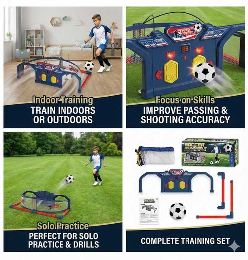 Interactive Soccer Roundabout Training System: Self-Circulating Home Skill Kit with Digital Scoring & Soccer Ball for Dribbling, Passing & Trapping Practice