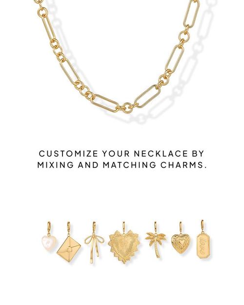 18K Gold Plated Customizable Link Chain Charm Necklace