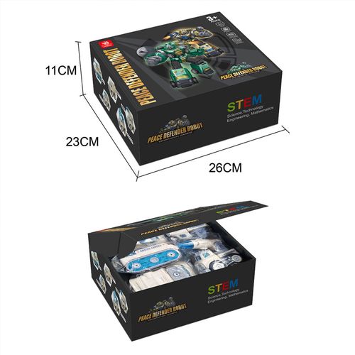 5-in-1 Peace Defender Robot DIY Building Kit with Electric Drill – Transform Military Trucks into Giant Robot STEM Toy for Kids 3-12 Years