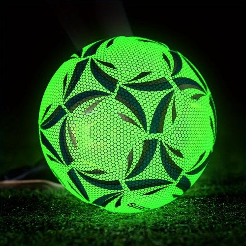 Glow-in-the-Dark Luminous Soccer Ball: Official Size 5 (21.5cm), Light-Activated Night Play Training Ball for Outdoor & Indoor Games