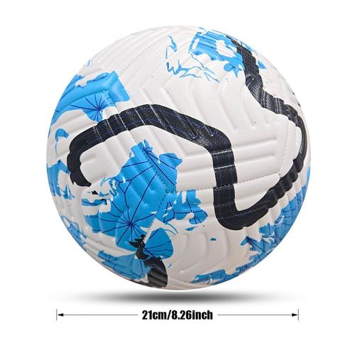 Professional Size 5 Soccer Ball: Premium Soft-Touch EVA Surface, Air-Tight Butyl Bladder, All-Weather Training Ball for Grass & Turf (Blue & White)
