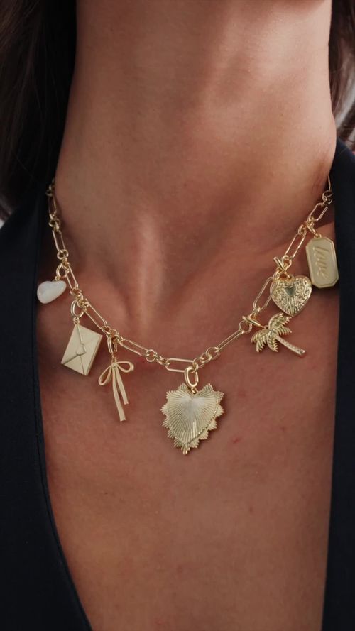 18K Gold Plated Customizable Link Chain Charm Necklace