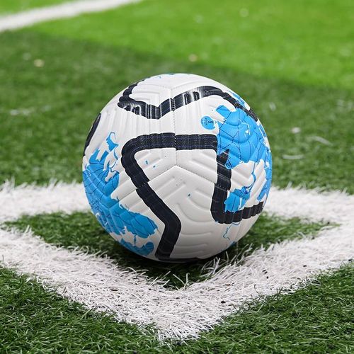 Professional Size 5 Soccer Ball: Premium Soft-Touch EVA Surface, Air-Tight Butyl Bladder, All-Weather Training Ball for Grass & Turf (Blue & White)