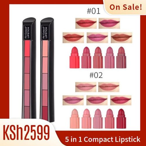 5 in 1 Compact Lipstick (2 Pcs-Pack)