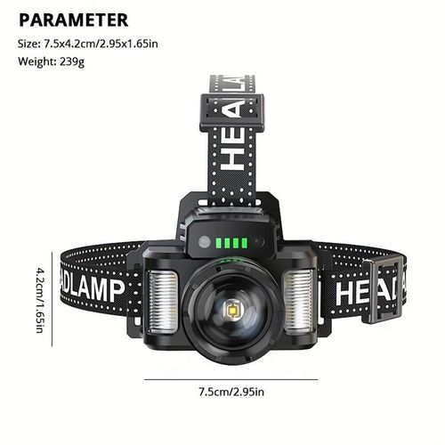 Multifunctional LED Headlamp with Wave Sensor - 3600mAh Rechargeable Power Bank, Zoomable Focus & Waterproof Design