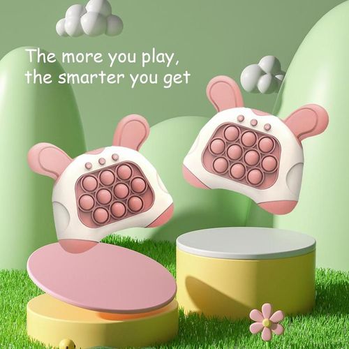 Electronic Rabbit Quick Push Game - Light Up Pop Fidget Toy for Kids | 4 Modes Sensory Handheld Console for Reaction & Memory Training | Screen-Free Travel Gift