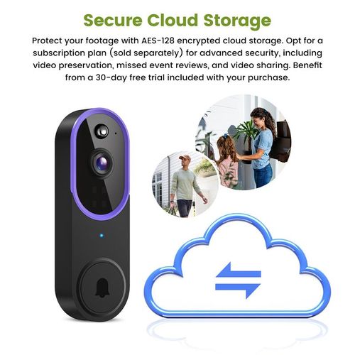 AI Smart Video Doorbell - 2-Way Noise-Canceling Audio, HD Night Vision & Weather-Resistant Security Camera with Cloud Storage