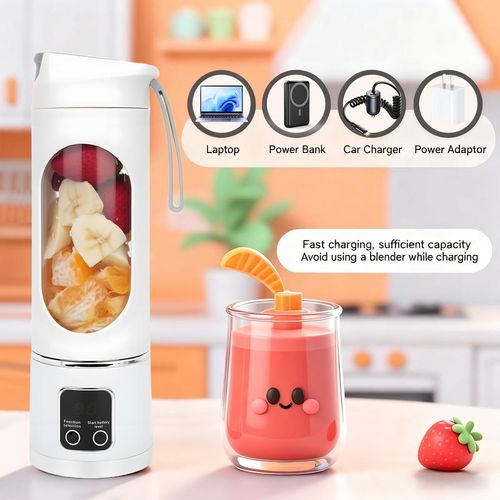 12-Blade Wireless Portable Juicer - 450ml Personal Blender with 3 Speeds & Digital Display, USB Rechargeable for Smoothie & Juice