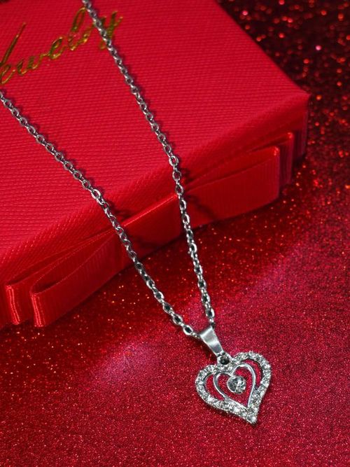 Shimmering Double Heart Necklace with 'Better Half' Message Card Gift Box