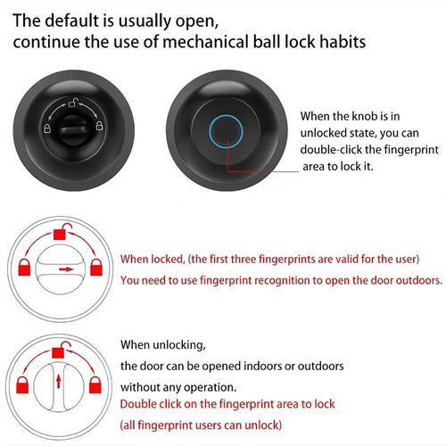 Keyless Fingerprint Smart Door Knob Lock - 0.5s Biometric Entry, App Control, Easy DIY Installation for Home & Office Security