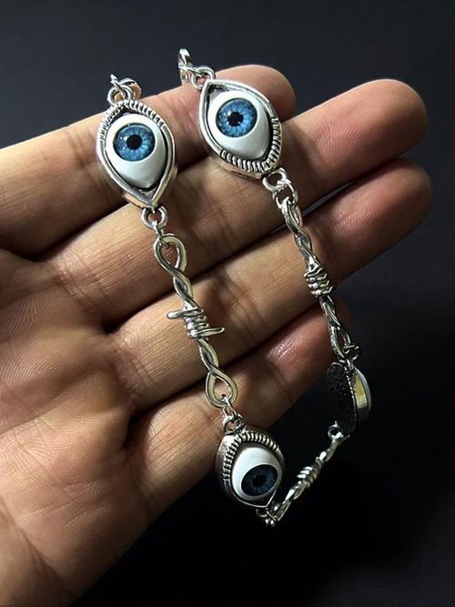 Gothic Barbed Wire & Evil Eye Choker Necklace (34.4g Weight)