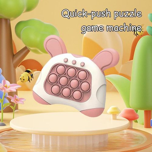 Electronic Rabbit Quick Push Game - Light Up Pop Fidget Toy for Kids | 4 Modes Sensory Handheld Console for Reaction & Memory Training | Screen-Free Travel Gift