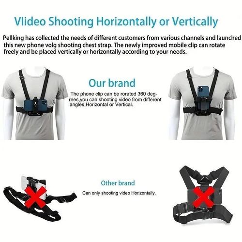 6-in-1 Phone Vlog Shooting Kit - 360° POV Chest & Head Strap Mount