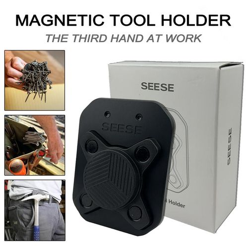 SEES Pro Magnetic Tool Holder: Strong Neodymium Magnet, Phone-Safe Design, Spring-Steel Belt Clip for Construction, DIY & Trades