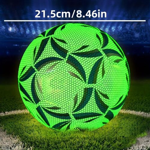 Glow-in-the-Dark Luminous Soccer Ball: Official Size 5 (21.5cm), Light-Activated Night Play Training Ball for Outdoor & Indoor Games