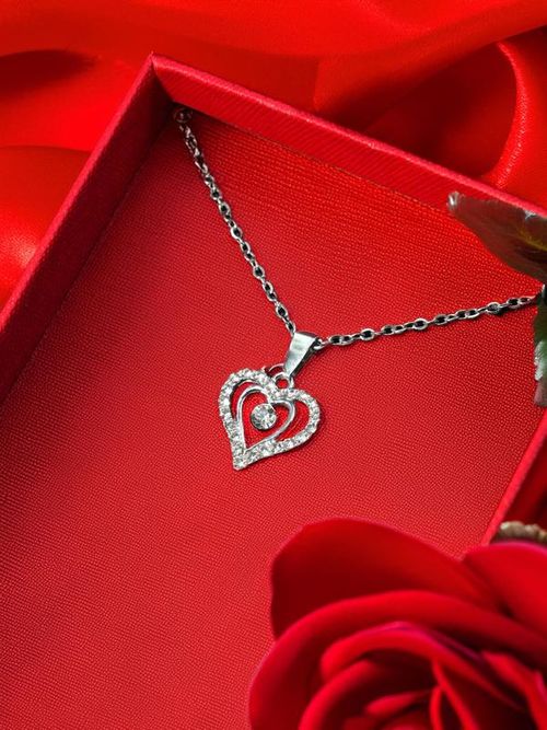 Shimmering Double Heart Necklace with 'Better Half' Message Card Gift Box