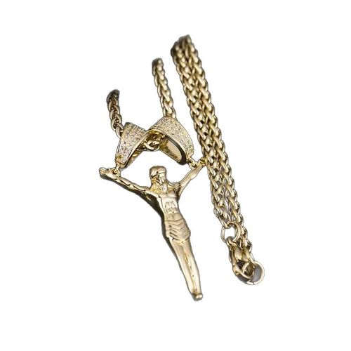 3D Jesus Christ Pendant Necklace: Real Gold Plated, No-Fade Design, Diamond Double-Lock Clasp, 24-Inch Chain - Sacred Jewelry Gift for Men & Women