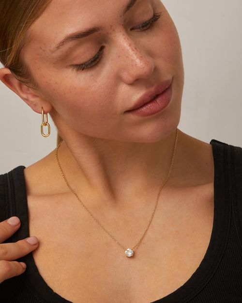 Minimalist 18K Gold Plated Round Cut Necklace (Perfect for Layering)