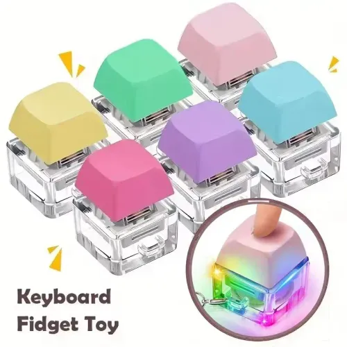 RGB Luminous Keyboard Fidget Toy - Clicky Stress Relief Keychain
