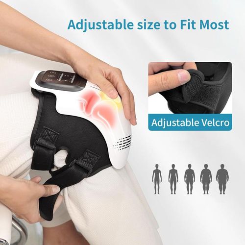 Adjustable Knee Massager with Heat Therapy Multiple Temperature Settings Adjustable Strap High Capacity Battery Portable Knee Relief Device