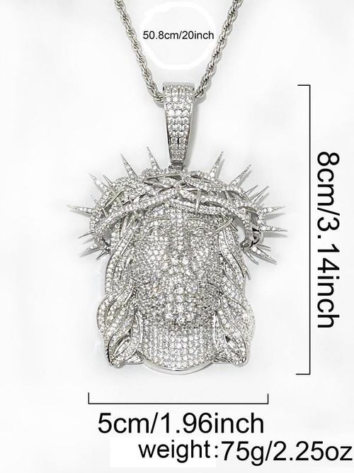 Jesus Design Pendant, Rhinestone Decorated Necklace Pendant for Men, Hip Hop Jewelry for Party, Daily Clothing Decor, Trendy All-match & Exquisite Jewelry for Gift