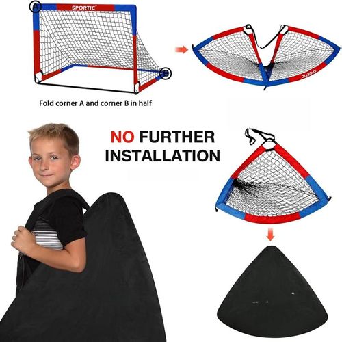 2-Pack Pop-Up Portable Soccer Goals - Quick Setup & Foldable Nets for Kids