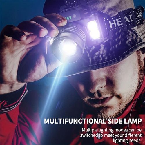 Multifunctional LED Headlamp with Wave Sensor - 3600mAh Rechargeable Power Bank, Zoomable Focus & Waterproof Design