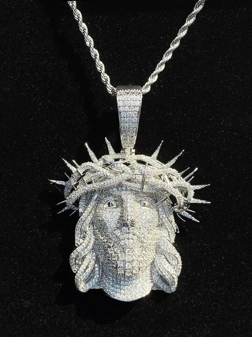 Jesus Design Pendant, Rhinestone Decorated Necklace Pendant for Men, Hip Hop Jewelry for Party, Daily Clothing Decor, Trendy All-match & Exquisite Jewelry for Gift
