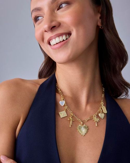 18K Gold Plated Customizable Link Chain Charm Necklace