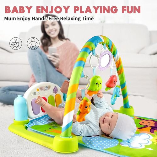 5-in-1 Baby Piano Gym Mat: Musical Kick & Play Activity Center, Teething Rattle Toys, 5 Modes for Tummy Time & Sit Play, Brain & Motor Skill Development
