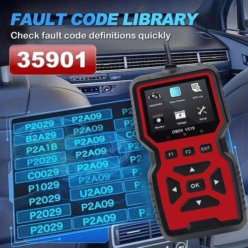 V519 OBD II Diagnostic Scanner: 2.8  Color Screen, 35,901+ Fault Code Library, Full OBD2 Functions - Battery Check for All 1996+ Vehicles