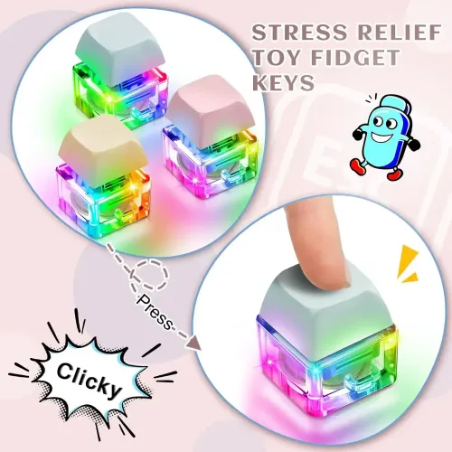 RGB Luminous Keyboard Fidget Toy - Clicky Stress Relief Keychain