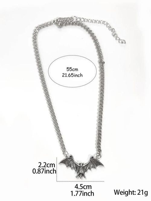 Vintage Bat Design Pendant Necklace, Gothic Style Creative Bat Pendant Necklace, Fashion Accessories for Men & Women, Perfect for Birthday Gift